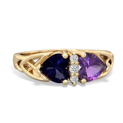 Sapphire Genuine Sapphire with Genuine Amethyst Celtic Trinity Knot ring Ring