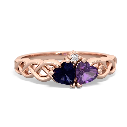 Sapphire Genuine Sapphire with Genuine Amethyst Heart to Heart Braid ring Ring