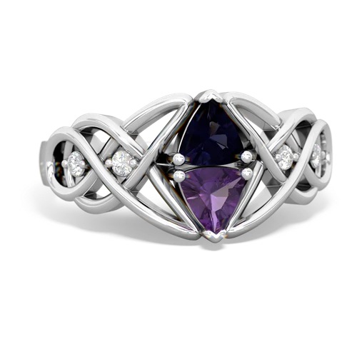 Sapphire Genuine Sapphire with Genuine Amethyst Keepsake Celtic Knot ring Ring