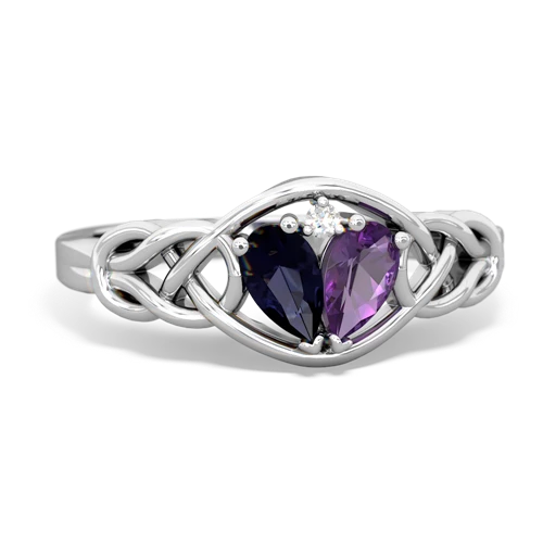 Sapphire Genuine Sapphire with Genuine Amethyst Celtic Love Knot ring Ring