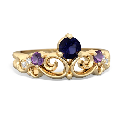 Sapphire Genuine Sapphire with Genuine Amethyst and  Crown Keepsake ring Ring