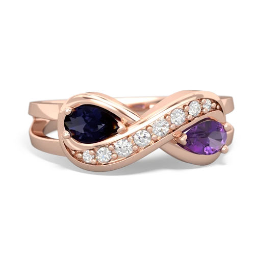 Sapphire Genuine Sapphire with Genuine Amethyst Diamond Infinity ring Ring