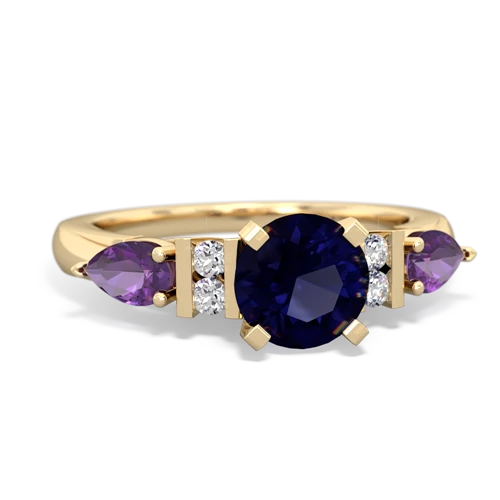 Sapphire Genuine Sapphire with Genuine Amethyst and Genuine Aquamarine Engagement ring Ring