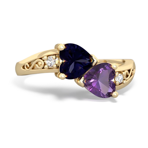 sapphire-amethyst filligree ring