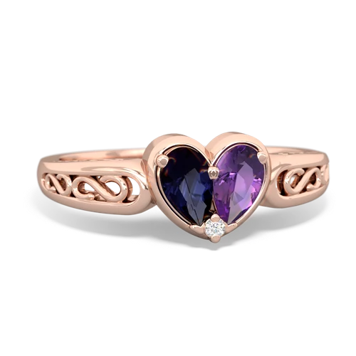 sapphire-amethyst filligree ring