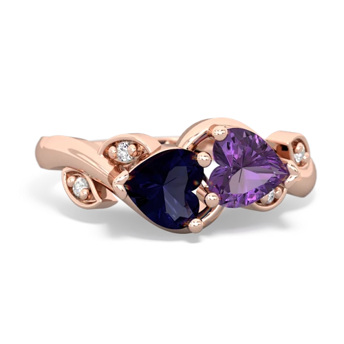 Sapphire Genuine Sapphire with Genuine Amethyst Floral Elegance ring Ring