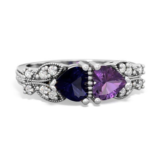 sapphire-amethyst keepsake butterfly ring