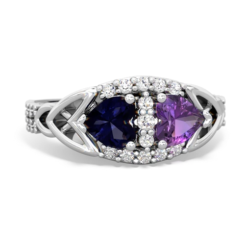 Sapphire Genuine Sapphire with Genuine Amethyst Celtic Knot Engagement ring Ring