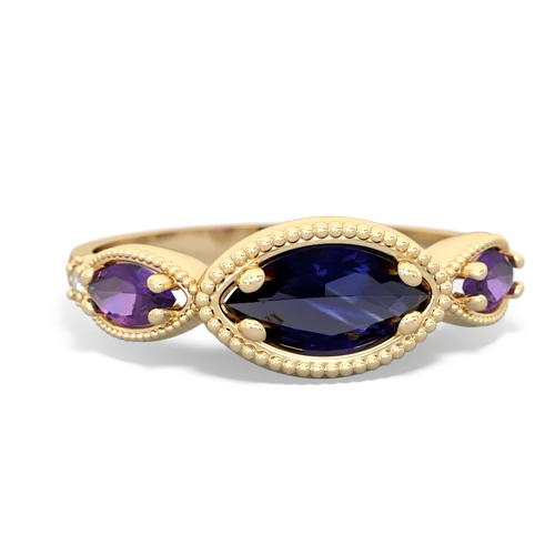 sapphire-amethyst milgrain marquise ring