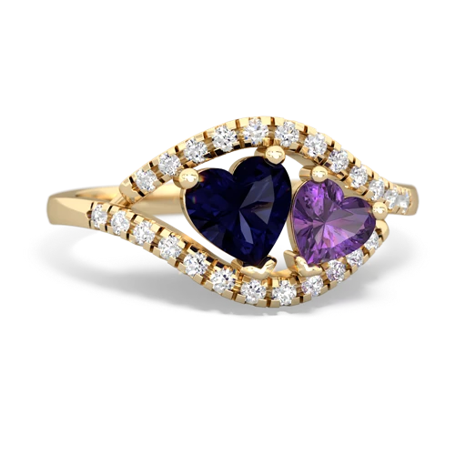 Sapphire Genuine Sapphire with Genuine Amethyst Mother and Child ring Ring