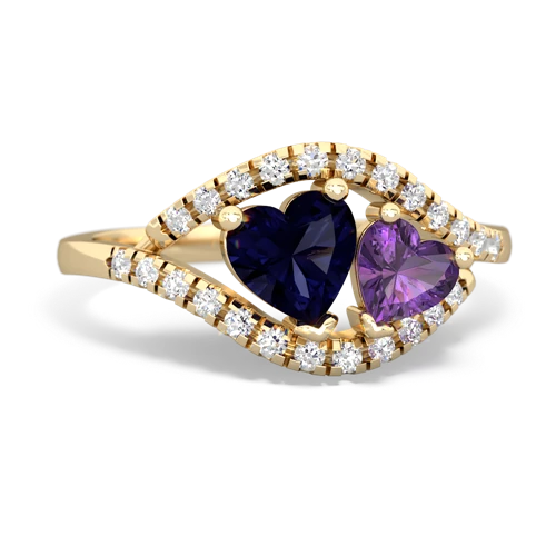 sapphire-amethyst mother child ring