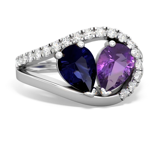Sapphire Genuine Sapphire with Genuine Amethyst Nestled Heart Keepsake ring Ring