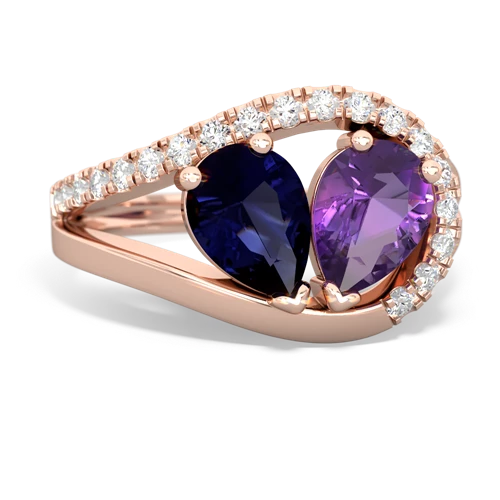 sapphire-amethyst pave heart ring