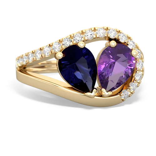 sapphire-amethyst pave heart ring