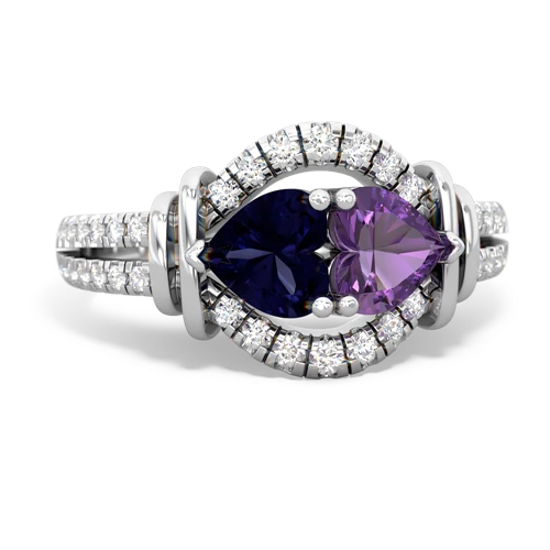 Sapphire Genuine Sapphire with Genuine Amethyst Art-Deco Keepsake ring Ring