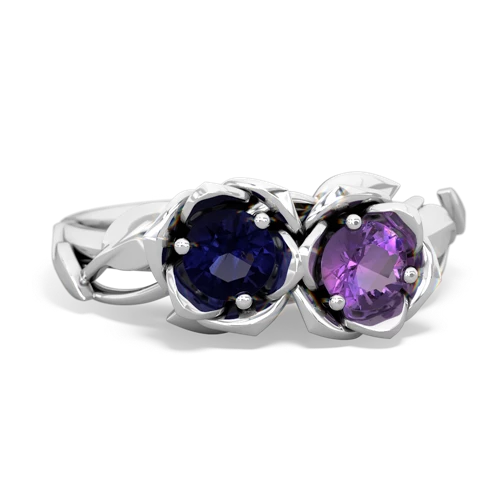 sapphire-amethyst roses ring