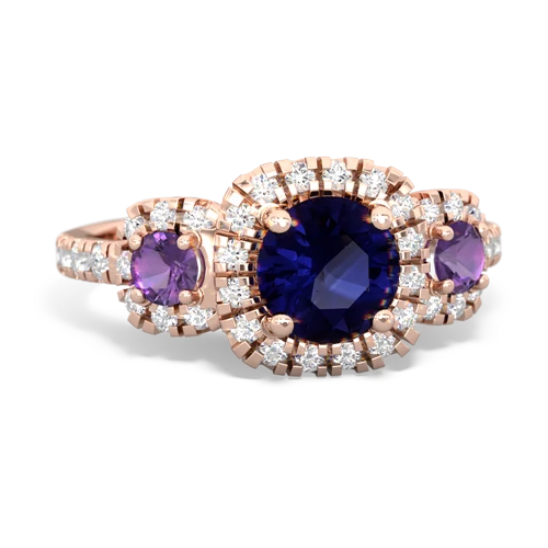 Sapphire Genuine Sapphire with Genuine Amethyst and Genuine Aquamarine Regal Halo ring Ring
