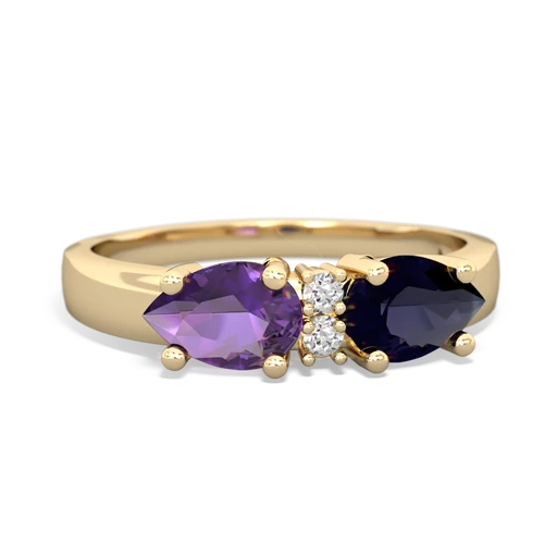 Sapphire Genuine Sapphire with Genuine Amethyst Pear Bowtie ring Ring