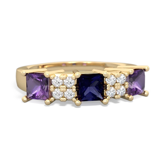 Sapphire Genuine Sapphire with Genuine Amethyst and  Three Stone ring Ring