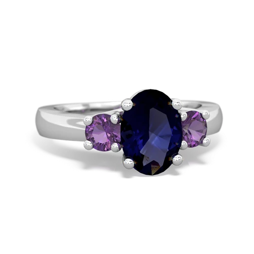 Sapphire Genuine Sapphire with Genuine Amethyst Three Stone Trellis ring Ring