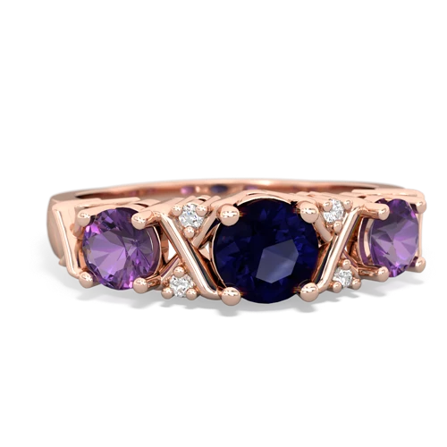 Sapphire Genuine Sapphire with Genuine Amethyst and Genuine Fire Opal Hugs and Kisses ring Ring