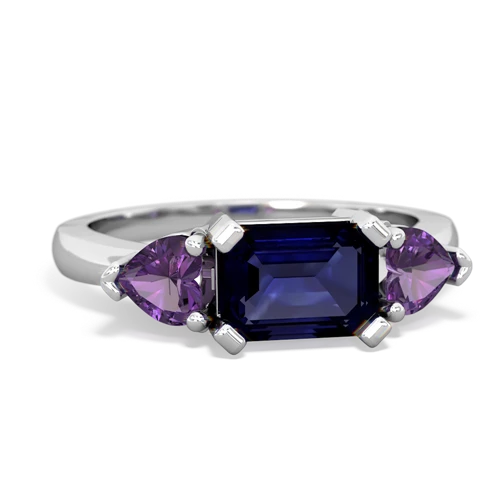 Genuine Sapphire with Genuine Amethyst and Genuine Opal Three Stone ring