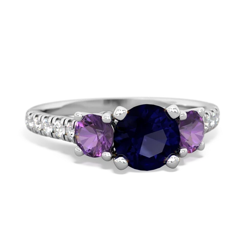 Genuine Sapphire with Genuine Amethyst and Genuine Opal Pave Trellis ring