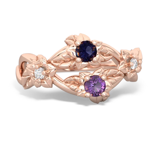 Sapphire Genuine Sapphire with Genuine Amethyst Sparkling Bouquet ring Ring