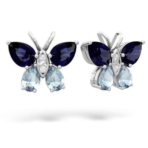 sapphire-aquamarine butterfly earrings