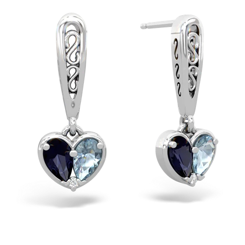 sapphire-aquamarine filligree earrings