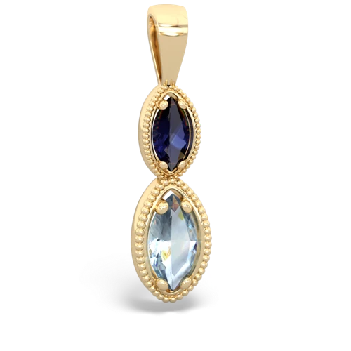 sapphire-aquamarine antique milgrain pendant