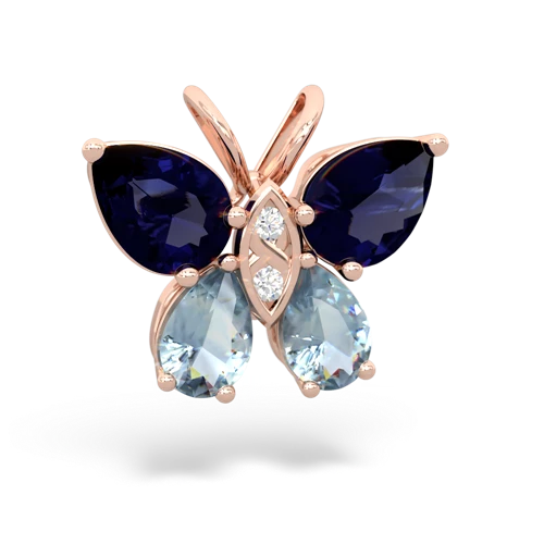 sapphire-aquamarine butterfly pendant