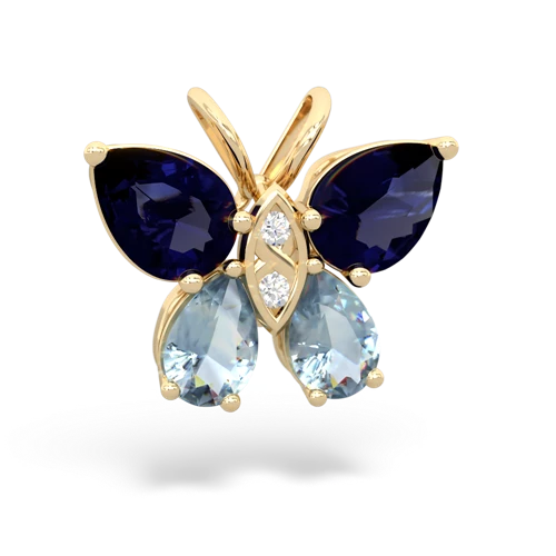 sapphire-aquamarine butterfly pendant