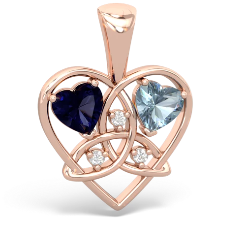 Sapphire Genuine Sapphire with Genuine Aquamarine Celtic Trinity Heart pendant Pendant