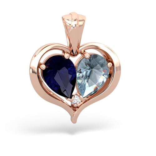 sapphire-aquamarine half heart whole pendant