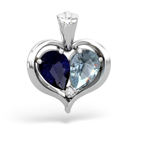 sapphire-aquamarine half heart whole pendant