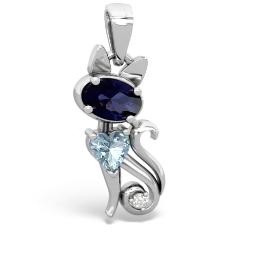 sapphire-aquamarine kitten pendant