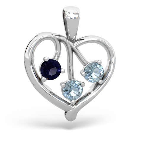 Sapphire Genuine Sapphire with Genuine Aquamarine and  Glowing Heart pendant Pendant