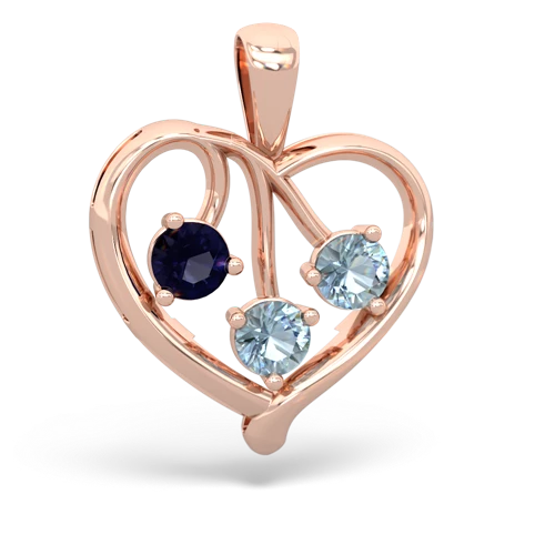 sapphire-aquamarine love heart pendant