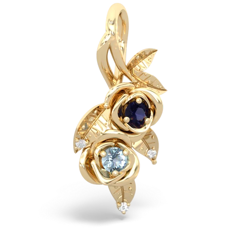 Sapphire Genuine Sapphire with Genuine Aquamarine Rose Vine pendant Pendant