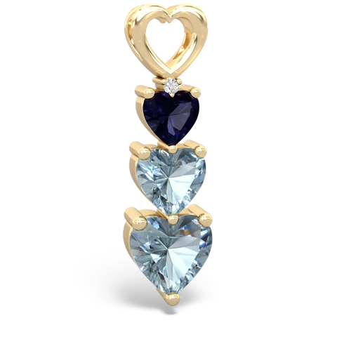 Sapphire Genuine Sapphire with Genuine Aquamarine and Genuine Aquamarine Past Present Future pendant Pendant