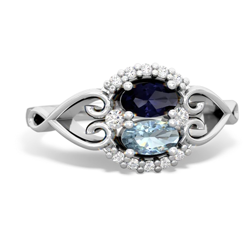 Sapphire Genuine Sapphire with Genuine Aquamarine Love Nest ring Ring