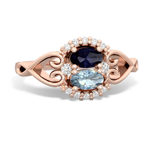 sapphire-aquamarine antique keepsake ring