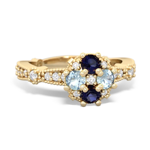 sapphire-aquamarine art deco engagement ring