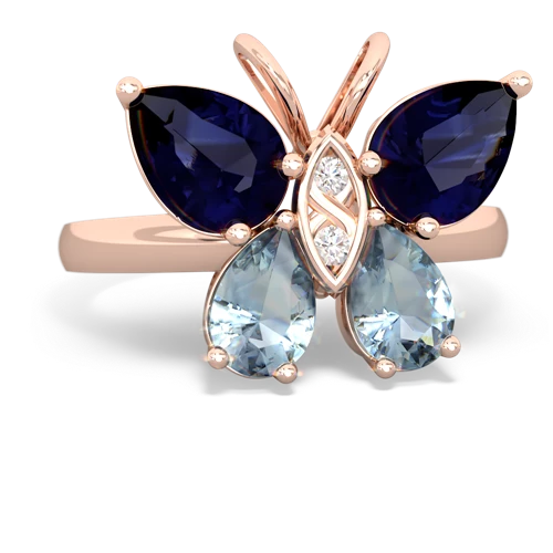 sapphire-aquamarine butterfly ring
