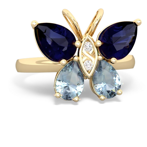 sapphire-aquamarine butterfly ring