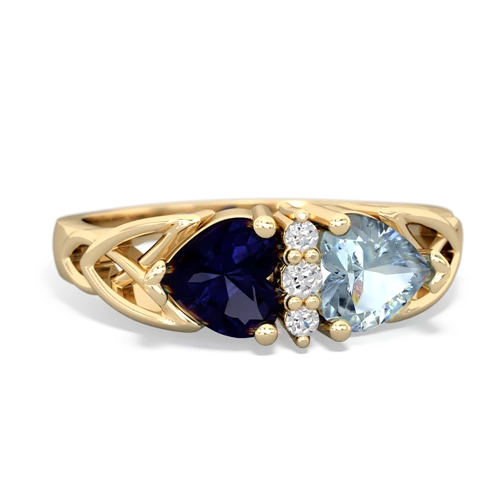 Sapphire Genuine Sapphire with Genuine Aquamarine Celtic Trinity Knot ring Ring