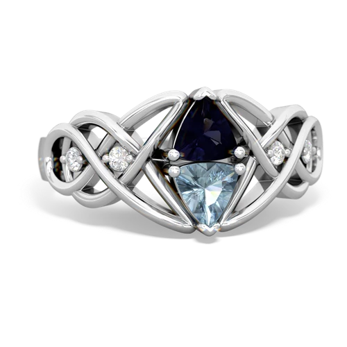 Sapphire Genuine Sapphire with Genuine Aquamarine Keepsake Celtic Knot ring Ring