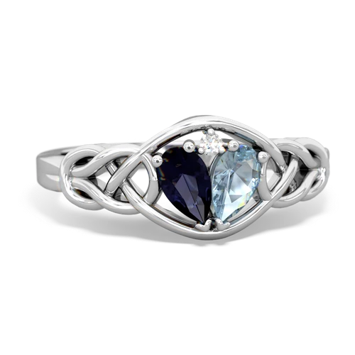 Sapphire Genuine Sapphire with Genuine Aquamarine Celtic Love Knot ring Ring
