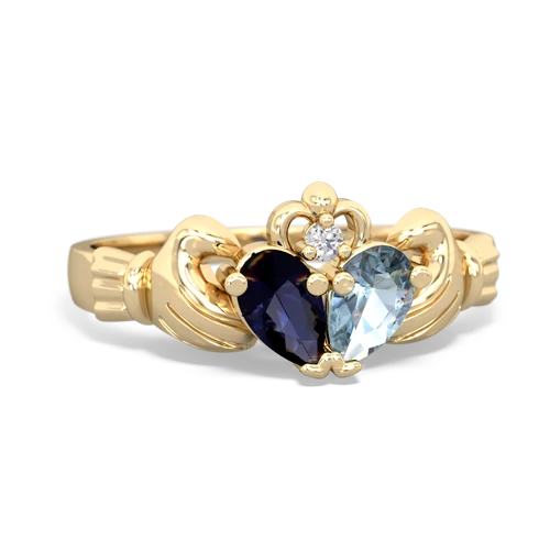 Sapphire Genuine Sapphire with Genuine Aquamarine Claddagh ring Ring